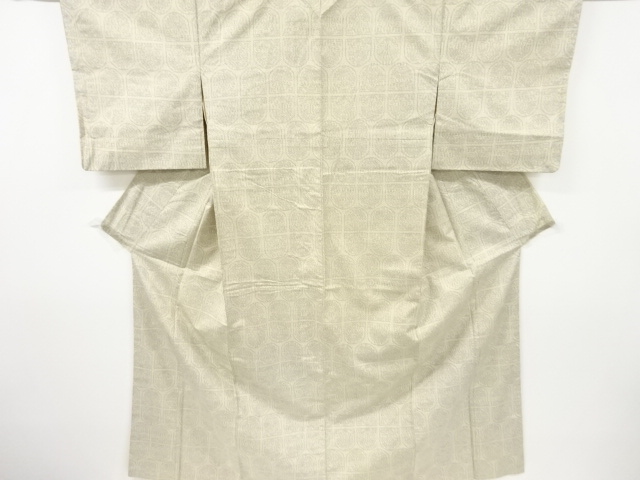 JAPANESE KIMONO / ANTIQUE KIMONO / SILK / TSUMUGI / WOVEN ABSTRACT PATTERN